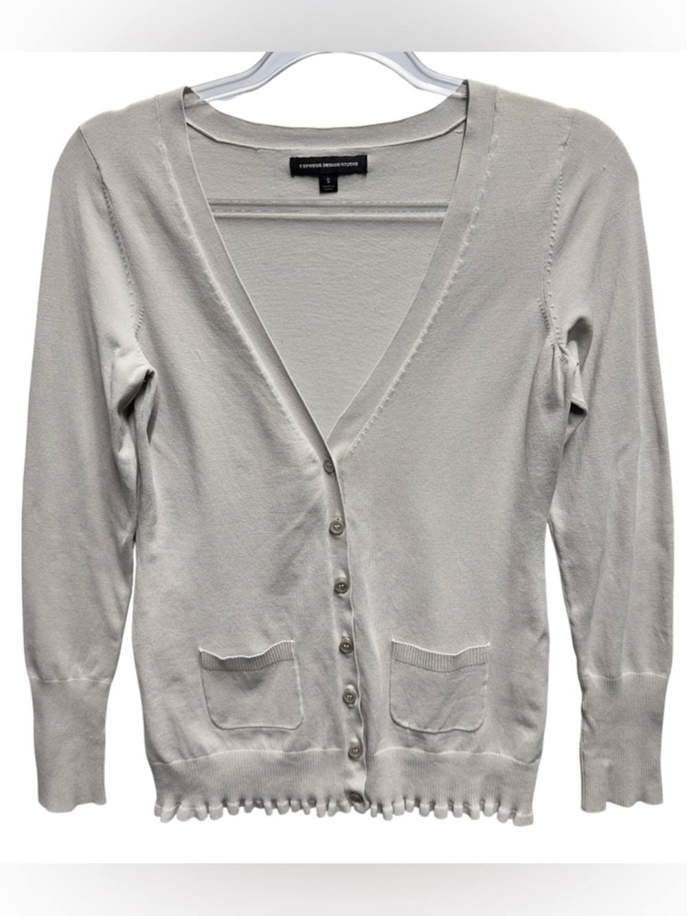 Y2K Silk Knit Sweater Cardigan Jacket Ruffle Lettuce Hem Trim Topper Layering